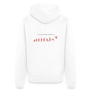 Evolution - Unisex Premium Bio Zip Hoodie - Weiß - Hinten - Thijin (182cm)