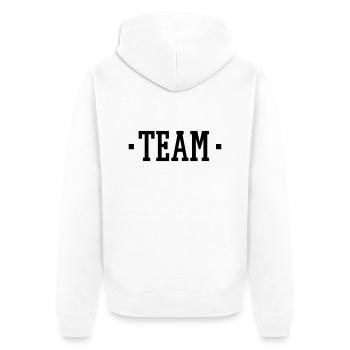 TEAM - Unisex Premium Bio Zip Hoodie - Weiß - Hinten - Thijin (182cm)