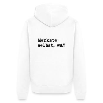 Merkste selbst wa Berlin Berliner Schnauze Slang - Unisex Premium Bio Zip Hoodie - Weiß - Hinten - Thijin (182cm)