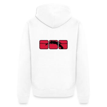 hochsprung 1 - Unisex Premium Bio Zip Hoodie - Weiß - Hinten - Thijin (182cm)