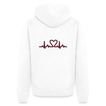 Lignes de impulsion d'électrocardiogramme de coeur - Veste à capuche bio Premium Unisexe - blanc - Dos - Thijin (182cm)