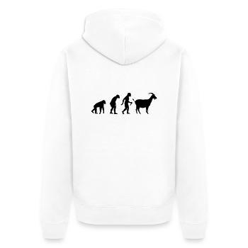 Goat Evolution - Unisex Premium Organic Zip Hoodie - white - Back - Thijin (182cm)