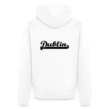dublin writing - Unisex Premium Organic Zip Hoodie - white - Back - Thijin (182cm)