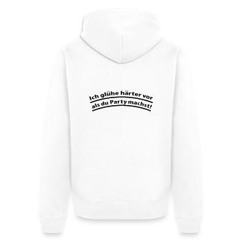 vorglühen - Unisex Premium Bio Zip Hoodie - Weiß - Hinten - Thijin (182cm)