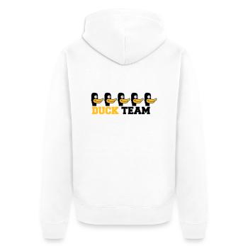 Duck Team - Unisex Premium Bio Zip Hoodie - Weiß - Hinten - Thijin (182cm)