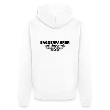 baggerfahrer - Unisex Premium Bio Zip Hoodie - Weiß - Hinten - Thijin (182cm)