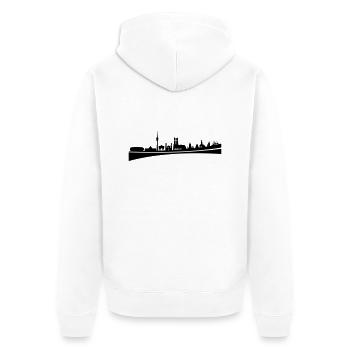 Skyline - München - Unisex Premium Bio Zip Hoodie - Weiß - Hinten - Thijin (182cm)