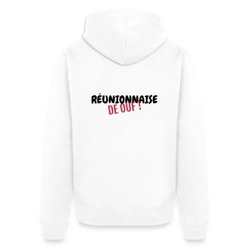 Réunion / 974 / Frankreich / Afrika - Unisex Premium Bio Zip Hoodie - Weiß - Hinten - Thijin (182cm)