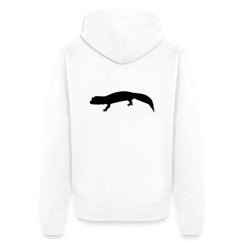 gecko silhouette - Unisex Premium Bio Zip Hoodie - Weiß - Hinten - Thijin (182cm)