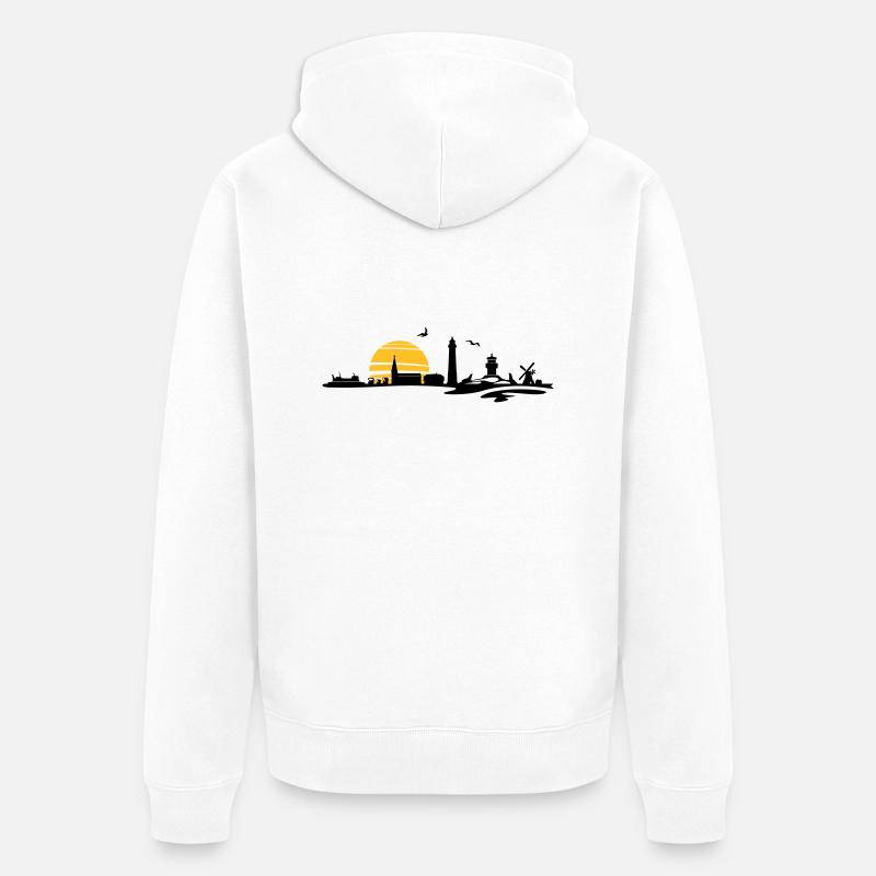 Skyline - Insel Amrum - Unisex Premium Bio Zip Hoodie - Weiß