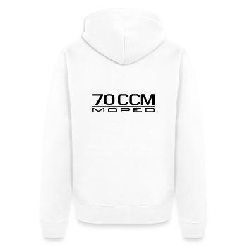 70 ccm Moped Emblem - Unisex Premium Bio Zip Hoodie - Weiß - Hinten - Thijin (182cm)