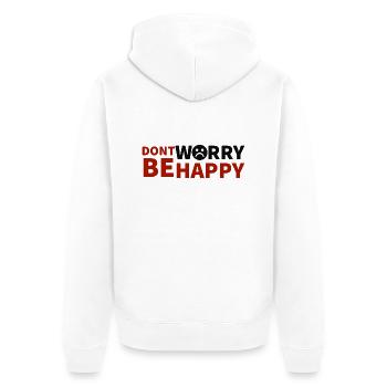 don´t worry be happy - Unisex Premium Bio Zip Hoodie - Weiß - Hinten - Thijin (182cm)