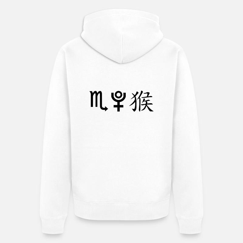 skorpion pluto affe - Unisex Premium Bio Zip Hoodie - Weiß