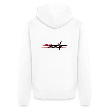 Skydive HeadDown Logo - zweifarbig - Unisex Premium Bio Zip Hoodie - Weiß - Hinten - Thijin (182cm)