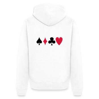 poker - Unisex Premium Bio Zip Hoodie - Weiß - Hinten - Thijin (182cm)