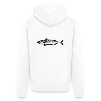 makrele - Unisex Premium Bio Zip Hoodie - Weiß - Hinten - Thijin (182cm)