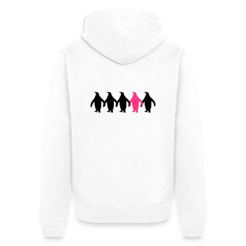 Be Different Pinguine Muster Lustig - Unisex Premium Bio Zip Hoodie - Weiß - Hinten - Thijin (182cm)