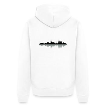 Skyline Bamberg - Unisex Premium Bio Zip Hoodie - Weiß - Hinten - Thijin (182cm)