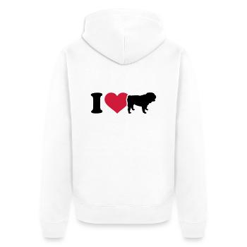 I love Bouledogue - Veste à capuche bio Premium Unisexe - blanc - Dos - Thijin (182cm)