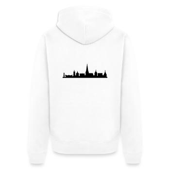 Skyline Rostock - Unisex Premium Bio Zip Hoodie - Weiß - Hinten - Thijin (182cm)