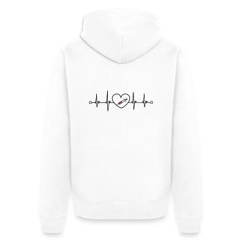 Impfstoff Virus Covid Herzschlag Puls Design - Unisex Premium Bio Zip Hoodie - Weiß - Hinten - Thijin (182cm)