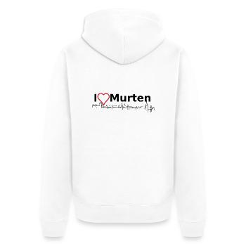 I Love Murten (mit Skyline der Altstadt) - Unisex Premium Bio Zip Hoodie - Weiß - Hinten - Thijin (182cm)