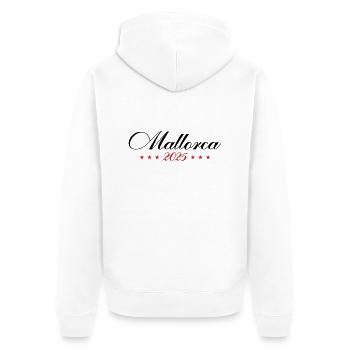 Mallorca 2025 - Unisex Premium Bio Zip Hoodie - Weiß - Hinten - Thijin (182cm)