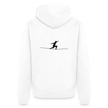 Slackline - Unisex Premium Bio Zip Hoodie - Weiß - Hinten - Thijin (182cm)