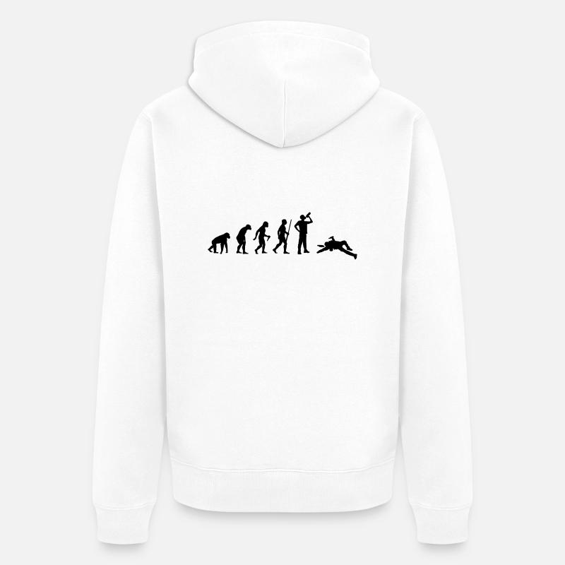 Drinking Evolution - Unisex Premium Organic Zip Hoodie - white