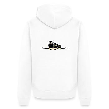 Drei Baby Eulen auf einem Ast - Unisex Premium Bio Zip Hoodie - Weiß - Hinten - Thijin (182cm)