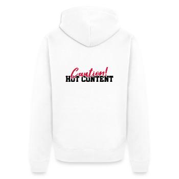 Caution Hot Content - Unisex Premium Bio Zip Hoodie - Weiß - Hinten - Thijin (182cm)
