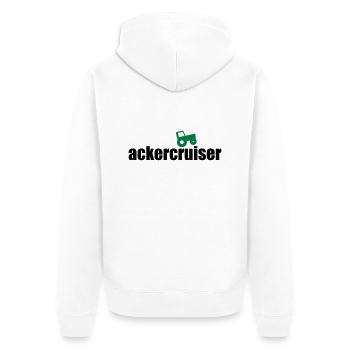 Ackercruiser - Unisex Premium Bio Zip Hoodie - Weiß - Hinten - Thijin (182cm)