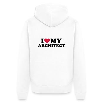 Architekt - Unisex Premium Bio Zip Hoodie - Weiß - Hinten - Thijin (182cm)