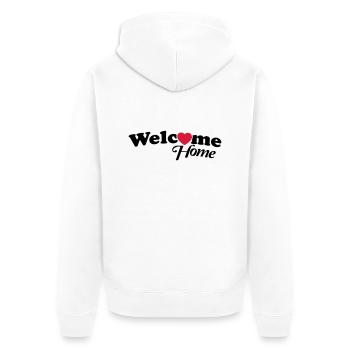 welcome_home_f2 - Unisex Premium Bio Zip Hoodie - Weiß - Hinten - Thijin (182cm)