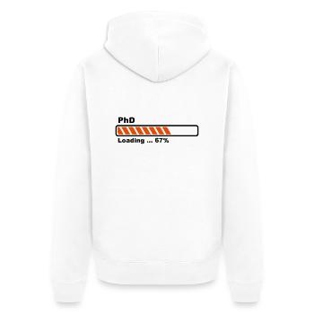 PhD Loading - Unisex Premium Bio Zip Hoodie - Weiß - Hinten - Thijin (182cm)