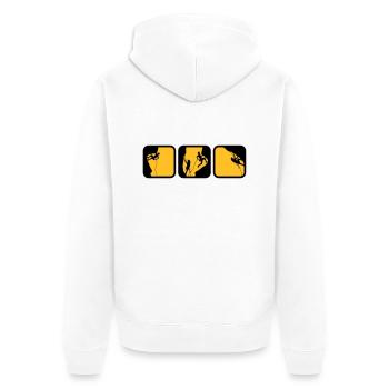 escalade des boîtes de logos d'homme le soir 3 - Veste à capuche bio Premium Unisexe - blanc - Dos - Thijin (182cm)