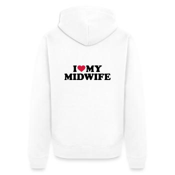 Midwife - Unisex Premium Organic Zip Hoodie - white - Back - Thijin (182cm)