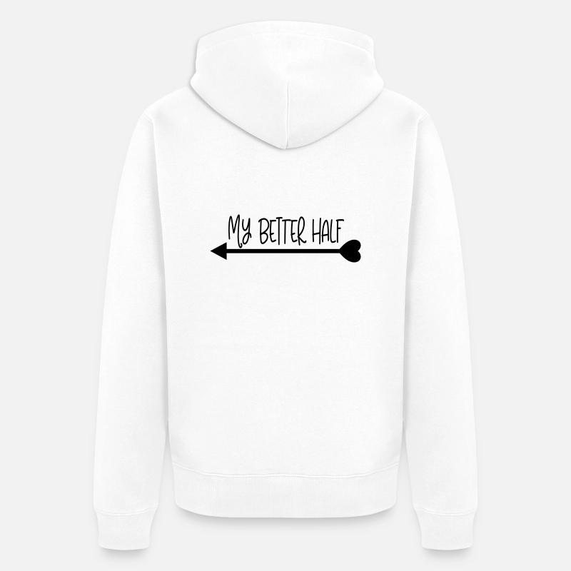 my_better_half_left - Unisex Premium Bio Zip Hoodie - Weiß