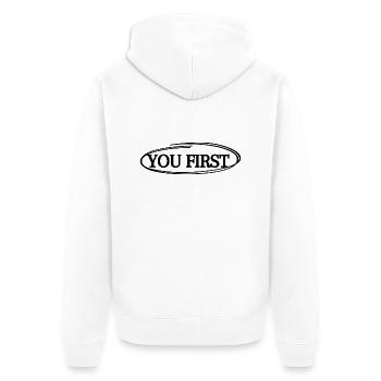 YOU FIRST - Unisex Premium Organic Zip Hoodie - white - Back - Thijin (182cm)