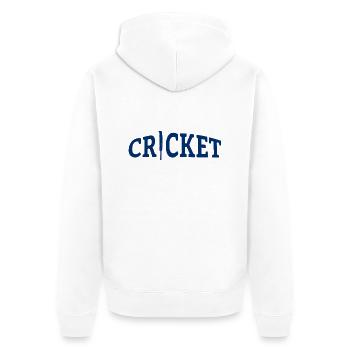 Cricket Lettering with Bat - Kricket - Unisex Premium Bio Zip Hoodie - Weiß - Hinten - Thijin (182cm)