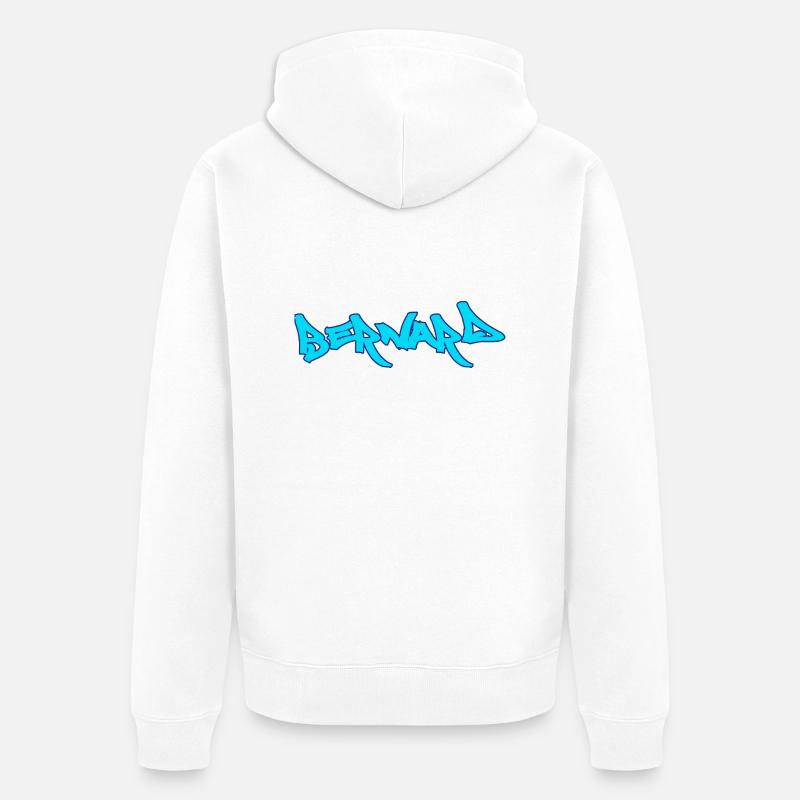 Bernard graffiti texte turquoise - Veste à capuche bio Premium Unisexe - blanc