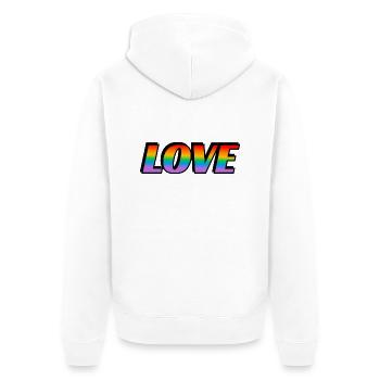 Regenbogen-Text LOVE LGBT Pride Month - Unisex Premium Bio Zip Hoodie - Weiß - Hinten - Thijin (182cm)