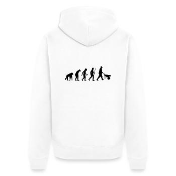 HANDWERKER EVOLUTION (BAUSTELLEN SHIRT) - Unisex Premium Bio Zip Hoodie - Weiß - Hinten - Thijin (182cm)