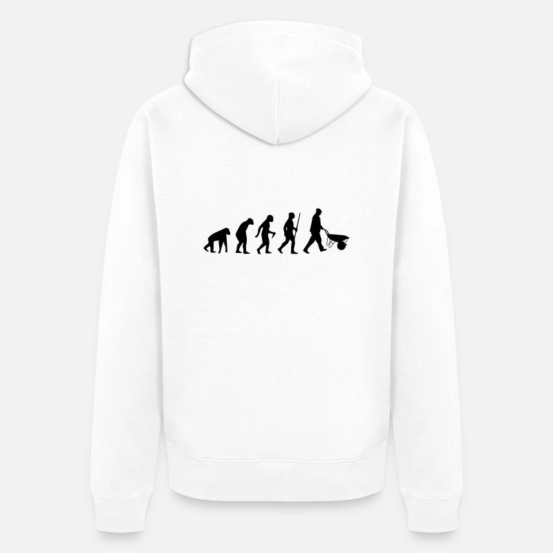 HANDWERKER EVOLUTION (BAUSTELLEN SHIRT) - Unisex Premium Bio Zip Hoodie - Weiß