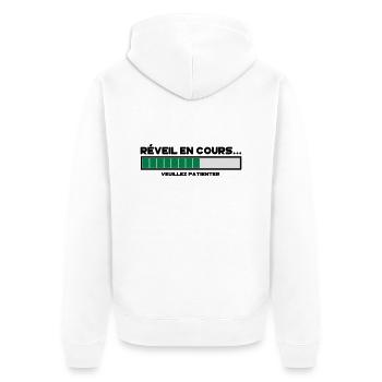 motif réveil en cours - Veste à capuche bio Premium Unisexe - blanc - Dos - Thijin (182cm)