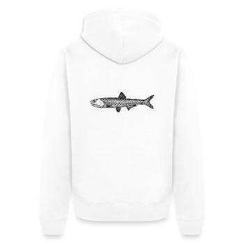 fish425 - Unisex Premium Bio Zip Hoodie - Weiß - Hinten - Thijin (182cm)