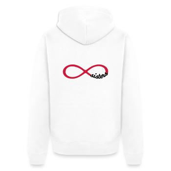Infinity Schwester Sisters sisterlove Schwestern - Unisex Premium Bio Zip Hoodie - Weiß - Hinten - Thijin (182cm)