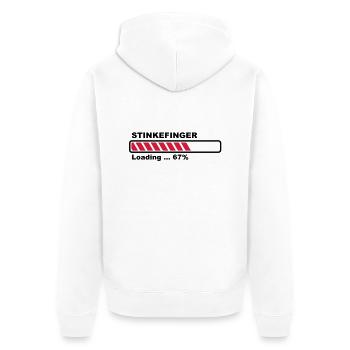 Stinkefinger - loading! - Unisex Premium Bio Zip Hoodie - Weiß - Hinten - Thijin (182cm)