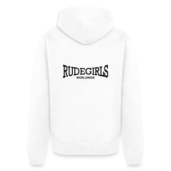 rudegirls worldwide - Unisex Premium Organic Zip Hoodie - white - Back - Thijin (182cm)