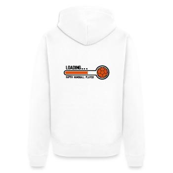 Super Handball-Lade Spieler1 - Unisex Premium Bio Zip Hoodie - Weiß - Hinten - Thijin (182cm)